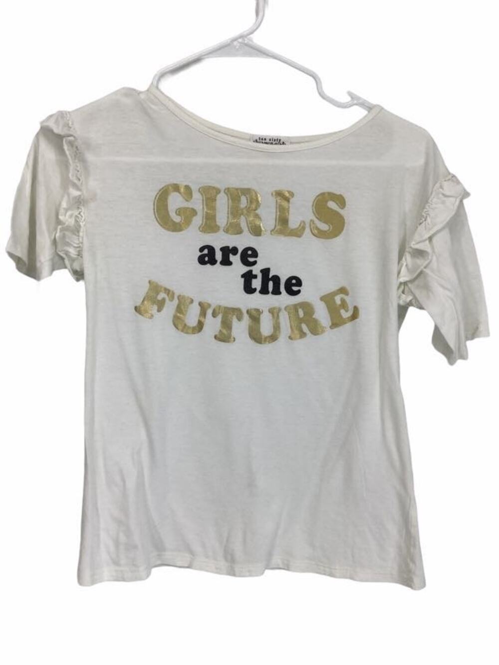 Ten Sixty Sherman White Ruffled Graphic T-Shirt L